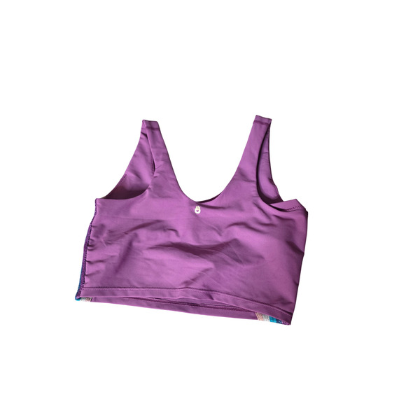 Athleta Set Small Bra Leggings Purple Rainbow Stripe Glitter Trim Matching Activ - Picture 4 of 12